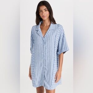 Z Supply Blue and White Striped Linen Dress, size: XL